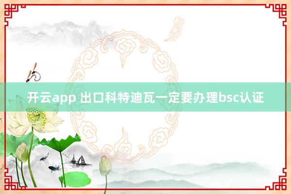 开云app 出口科特迪瓦一定要办理bsc认证