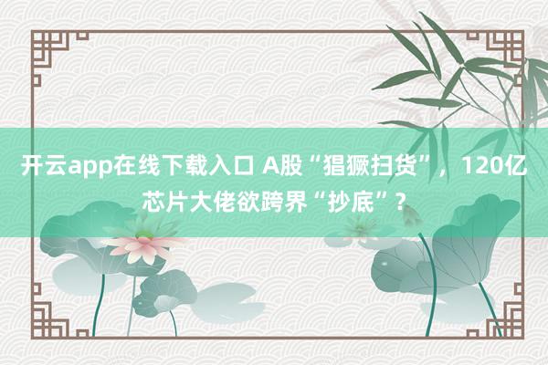 开云app在线下载入口 A股“猖獗扫货”，120亿芯片大佬欲跨界“抄底”？