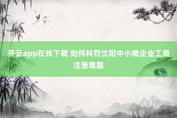 开云app在线下载 如何科罚沈阳中小微企业工商注册难题