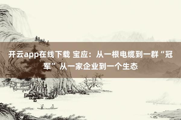 开云app在线下载 宝应：从一根电缆到一群“冠军” 从一家企业到一个生态