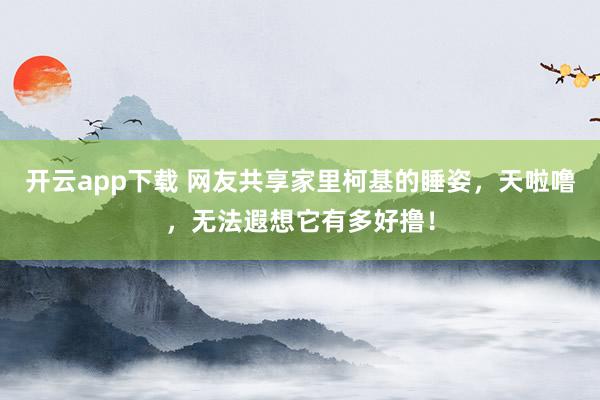开云app下载 网友共享家里柯基的睡姿，天啦噜，无法遐想它有多好撸！
