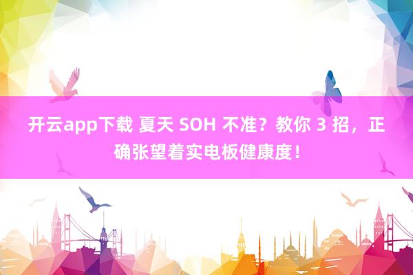 开云app下载 夏天 SOH 不准？教你 3 招，正确张望着实电板健康度！