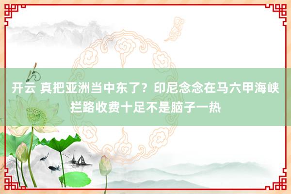 开云 真把亚洲当中东了？印尼念念在马六甲海峡拦路收费十足不是脑子一热