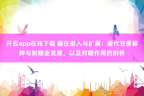 开云app在线下载 握住潜入与扩展：唐代甘蔗耕种与制糖业发展，以及对糖作用的剖析