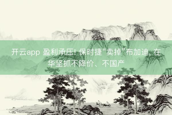 开云app 盈利承压! 保时捷“卖掉”布加迪, 在华坚抓不降价、不国产